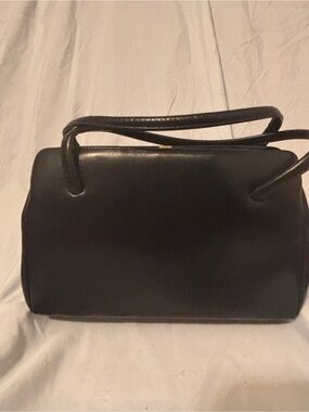 Classic Vintage Navy Kadin Leather Satchel with Top Handles